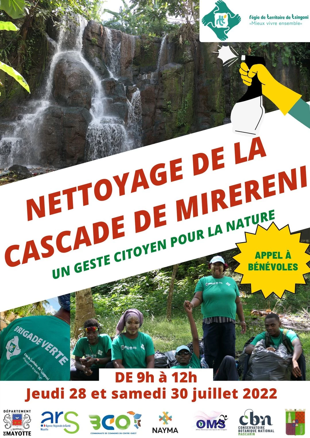 Nettoyage de la cascade de Miréréni