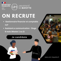 L’Université de Mayotte recrute : deux postes à pourvoir !